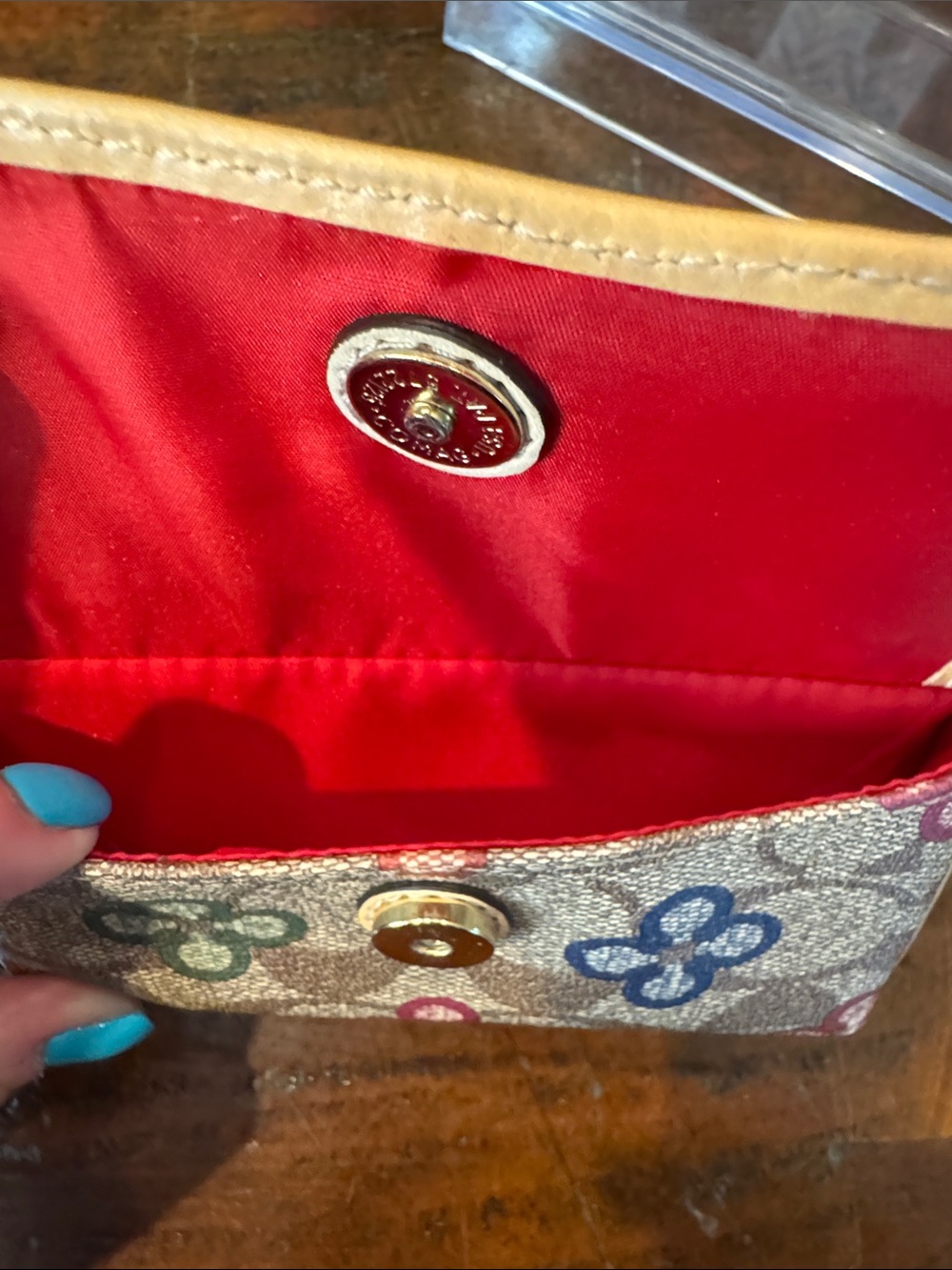 Coach Multicolor Floral Signature Canvas Wallet with Tan Trim - Picture 4 of 14